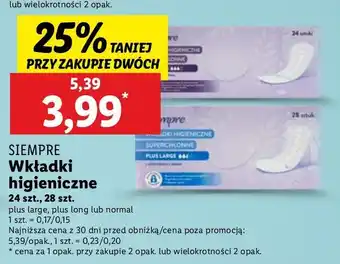 Lidl Wkładk chłonne normal Siempre oferta