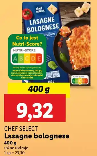 Lidl Chef select lasagne bolognese oferta