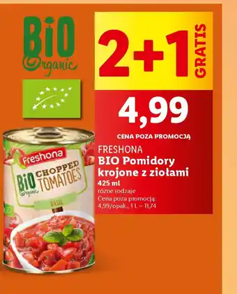 Lidl Freshona bio pomidory krojone z ziołami oferta