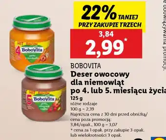 Lidl Bobovita Deser owocowy dla niemowląt oferta