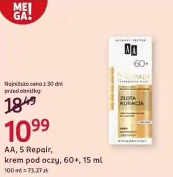 Rossmann AA, 5 Repair, krem pod oczy, 60+ oferta