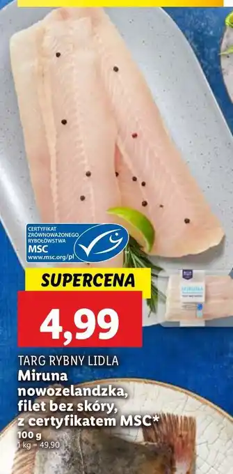 Lidl Miruna nowozelandzka filet bez skóry Rybny targ lidla oferta