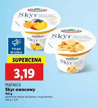 Lidl Jogurt typu islandzkiego banan z nutą karmelu Piątnica skyr oferta