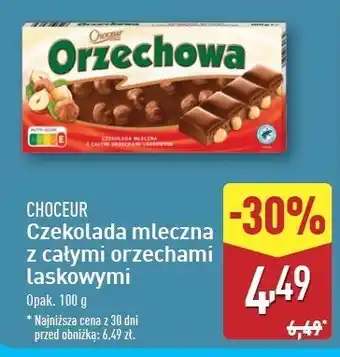 ALDI Czekolada mleczna z całymi orzechami laskowymi Choceur oferta