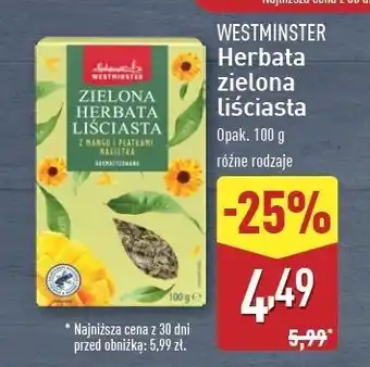 ALDI Herbata zielona mango z płatkami nagietka Westminster oferta