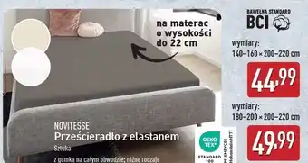 ALDI Prześcieradło z elastanem i gumką 140-160 x 200 cm Novitesse oferta