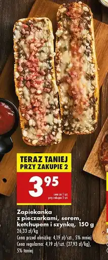 Biedronka Zapiekanka z pieczarkami serem ketchupem i szynką oferta