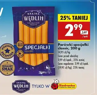 Biedronka Parówki specjałki Kraina Wędlin oferta