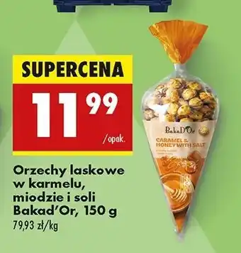 Biedronka Orzechy laskowe w karmelu, miodzie i soli Bakad'or oferta