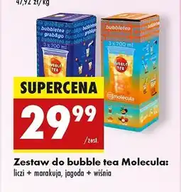 Biedronka Zestaw bubble tea niebieska malina-kawior-jagoda Molecula oferta