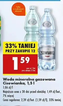 Biedronka Woda niegazowana Cisowianka oferta