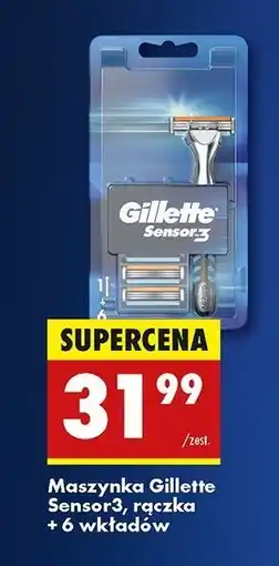 Biedronka Maszynka do golenia + 6 wkładów Gillette Sensor 3 oferta