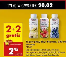 Biedronka Jogurt pitny jagoda Piątnica skyr oferta