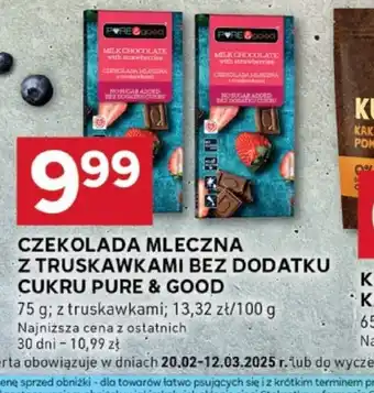 Stokrotka Optima Czekolada mleczna z truskawkami bez dodatku cukru Pure & Good oferta