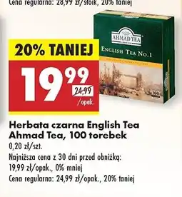 Biedronka Herbata ekspresowa z zawieszką Ahmad Tea London English No. 1 oferta