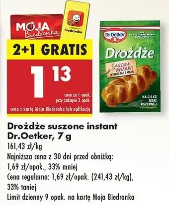 Biedronka Drożdże instant Dr. Oetker oferta