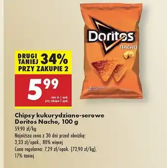 Biedronka Chipsy kukurydziane o smaku serowym Doritos oferta