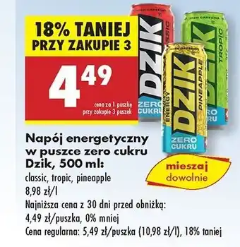 Biedronka Napój energetyczny zero kalorii Wk Dzik oferta