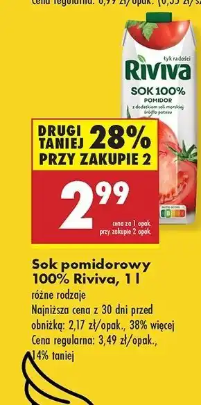 Biedronka Sok pomidorowy 100% Riviva oferta