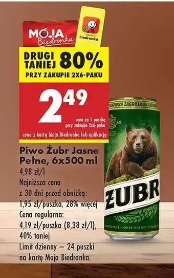 Biedronka Piwo Żubr 1768 oferta