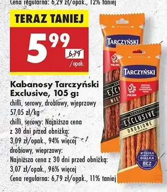 Biedronka Kabanosy wieprzowe Tarczyński Exclusive oferta