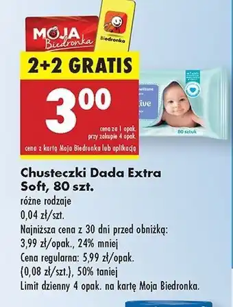 Biedronka Chusteczki wilgotne sensitive Dada Extra Soft oferta