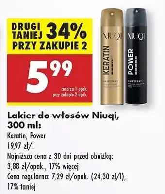 Biedronka Lakier do włosów power Niuqi oferta