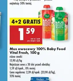 Biedronka Mus jabłko-brzoskiwnia-banan-gruszka Vital Fresh oferta