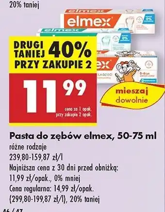 Biedronka Pasta do zębów dla dzieci w wieku 0-6 lat Elmex Junior oferta