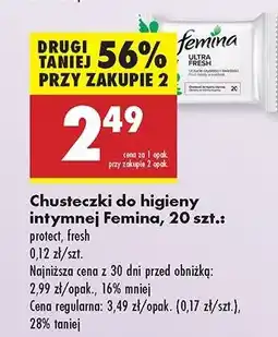 Biedronka Chusteczki do higeny intymnej fresh Femina Intimea oferta