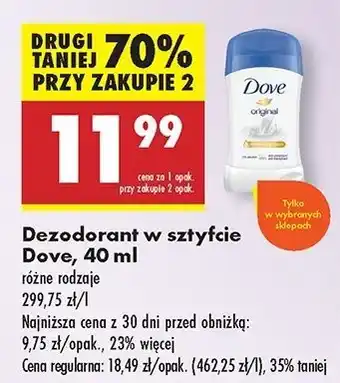 Biedronka Dezodorant Dove Original oferta