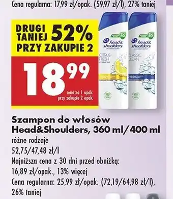 Biedronka Szampon do włosów classic clean Head&Shoulders oferta