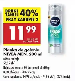 Biedronka Pianka do golenia Nivea Men Fresh Kick oferta