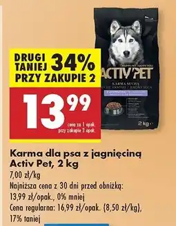 Biedronka Karma dla psa z jagnięciną sensitive Activ Pet oferta