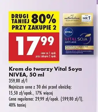 Biedronka Regenerujący krem na noc Nivea Vital Soja oferta