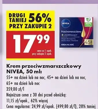 Biedronka Krem modelujący na dzień 65+ Nivea Anti-Wrinkle oferta