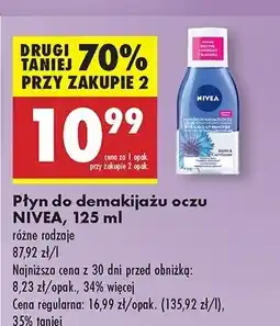 Biedronka Płyn do demakijażu oczu dwufazowy usuwa wodoodporny makijaż biotyna i ekstrakt z bławatka Nivea oferta