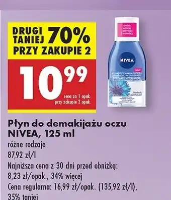 Biedronka Płyn do demakijażu oczu dwufazowy usuwa wodoodporny makijaż biotyna i ekstrakt z bławatka Nivea oferta