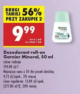 Biedronka Dezodorant black white Garnier Mineral Invisible oferta