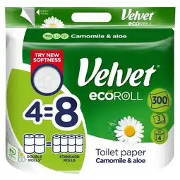 E.Leclerc Velvet ecoRoll Camomile & Aloe Papier toaletowy 4 rolki oferta