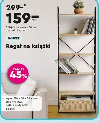 Biedronka Regał na książki 176 cm Smukee oferta