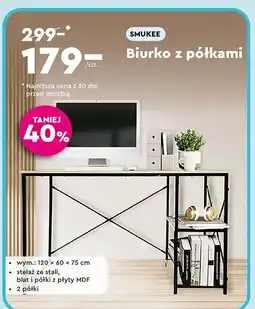 Biedronka Biurko z półkami 120 x 60 75 cm Smukee oferta