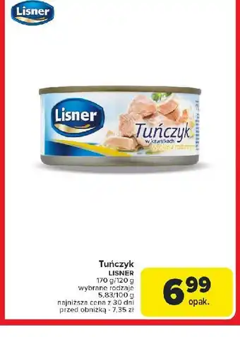 Carrefour Market Tuńczyk w kawałkach w oleju Lisner oferta