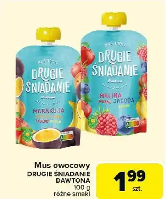 Carrefour Market Mus malina jagoda jabłko banan Drugie Śniadanie oferta