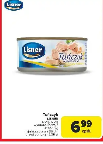 Carrefour Tuńczyk w kawałkach oleju Lisner oferta