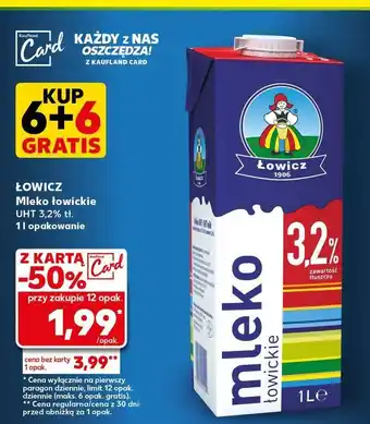 Kaufland Mleko 3.2 % Łowicz 1906 Łowickie oferta