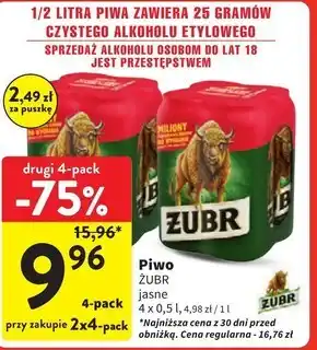 Intermarche Żubr Piwo jasne 2 l (4 x 0,5 l) oferta