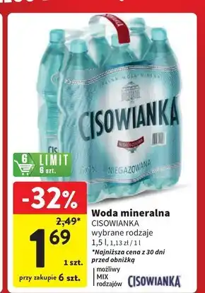 Intermarche Cisowianka Naturalna woda mineralna niegazowana niskosodowa 1,5 l oferta