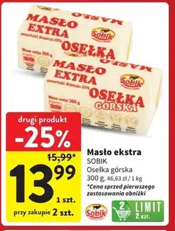 Sobik Masło ekstra osełka górska 300 g