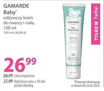 Hebe Gamarde baby odżywczy krem do twarzy i ciała oferta